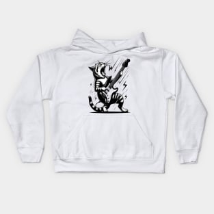 Cat Playing Guitar Kids Hoodie